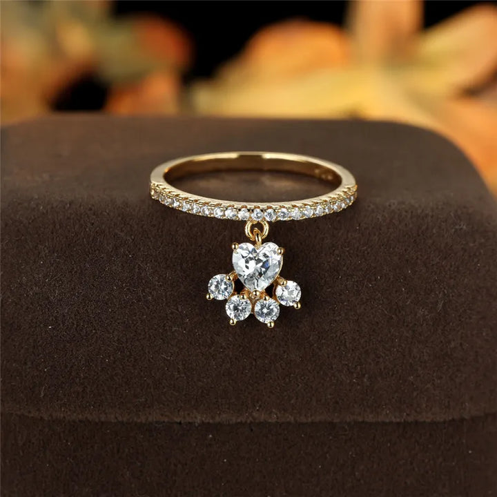 Anello Paw & Heart – Effekt von Gold und Silber