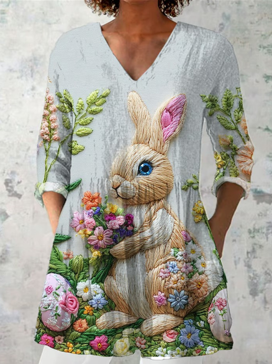 Marguerite | Lange Bluse mit V-Ausschnitt