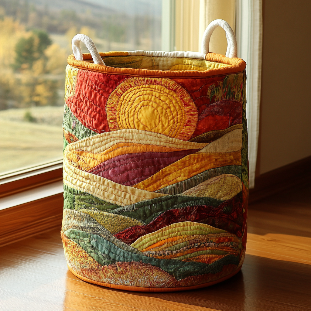 Filippa – Quiltierter Aufbewahrungskorb mit Blumenlandschaft