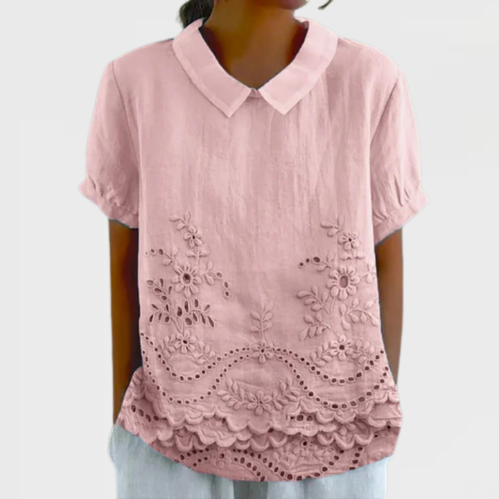 Lily | Floral Besticktes Hemd