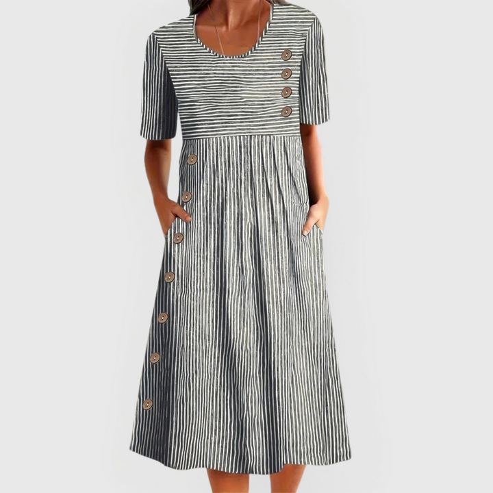 Wanda™ Gestreiftes Midi-Kleid