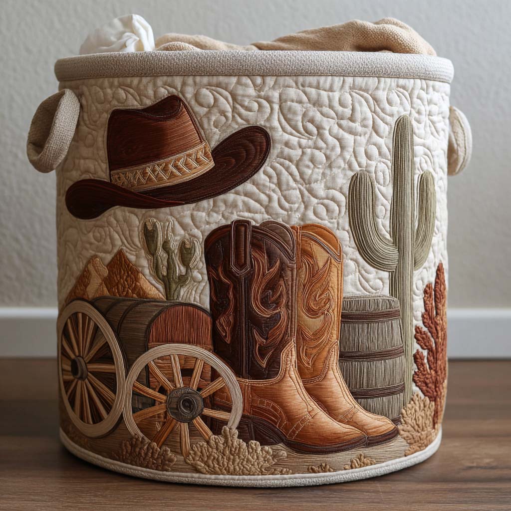 Eva – Quiltierte Aufbewahrungskorb mit Westernmotiv