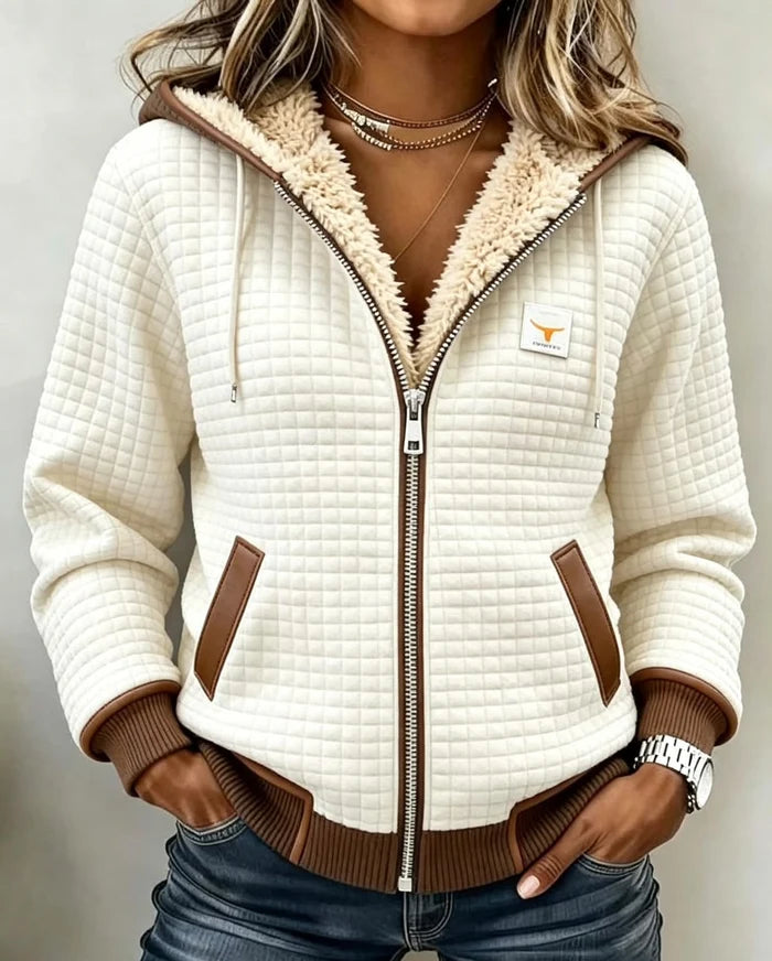 Renate | Kapuzenjacke mit Sherpa-Futter – Anthrazitgrau