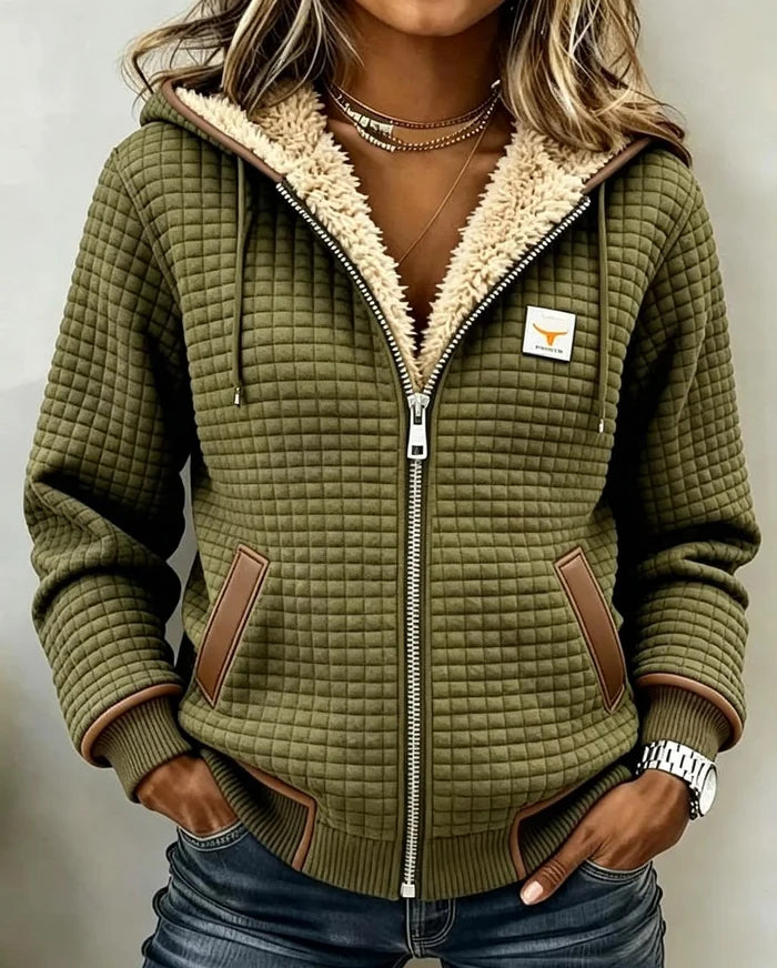 Renate | Kapuzenjacke mit Sherpa-Futter – Anthrazitgrau