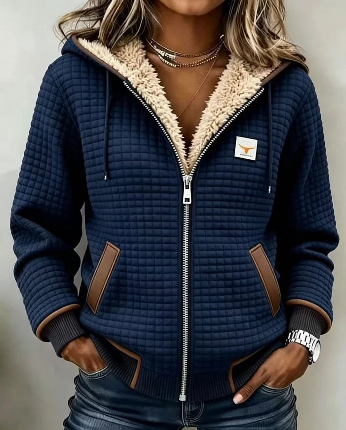 Renate | Kapuzenjacke mit Sherpa-Futter – Anthrazitgrau