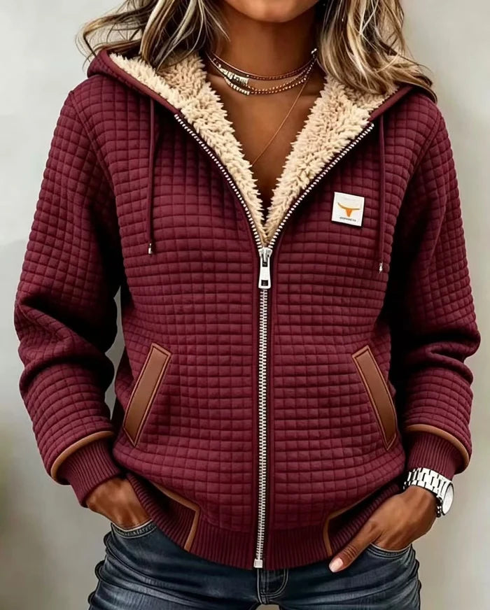 Renate | Kapuzenjacke mit Sherpa-Futter – Anthrazitgrau