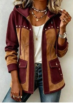 Chiara | Kapuzenjacke aus zwei Materialien Véronique