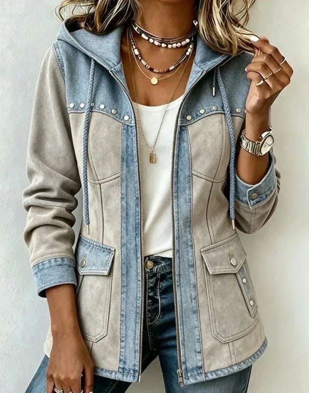 Chiara | Kapuzenjacke aus zwei Materialien Véronique
