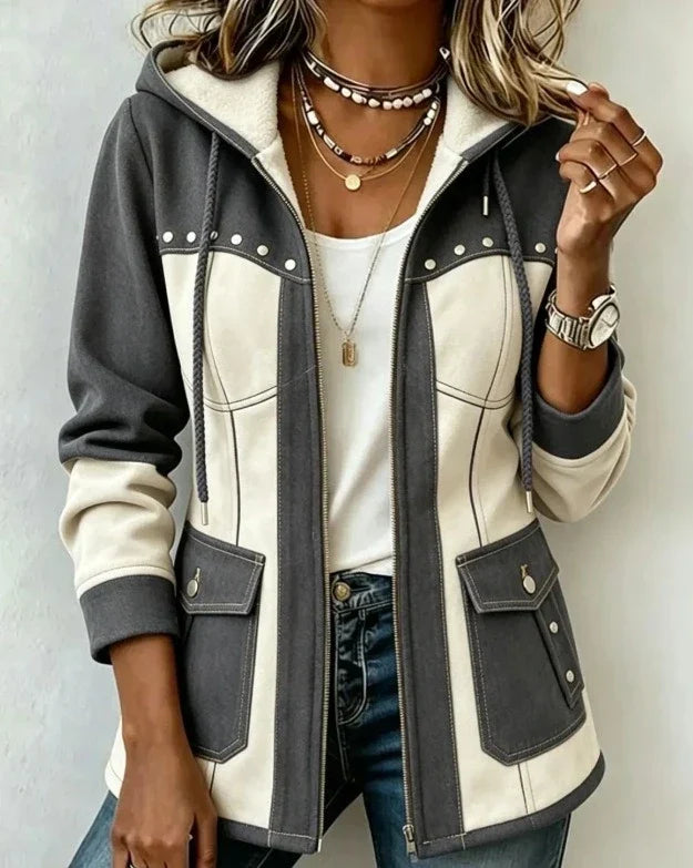 Chiara | Kapuzenjacke aus zwei Materialien Véronique