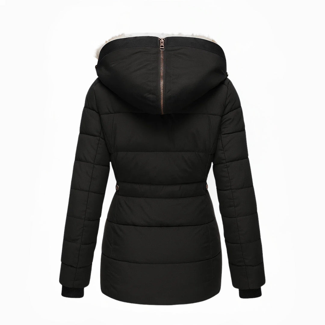 Marianne | Lange Winterjacke Damen | Überlappungsreißverschluss & Reißverschlusstaschen für Übersicht