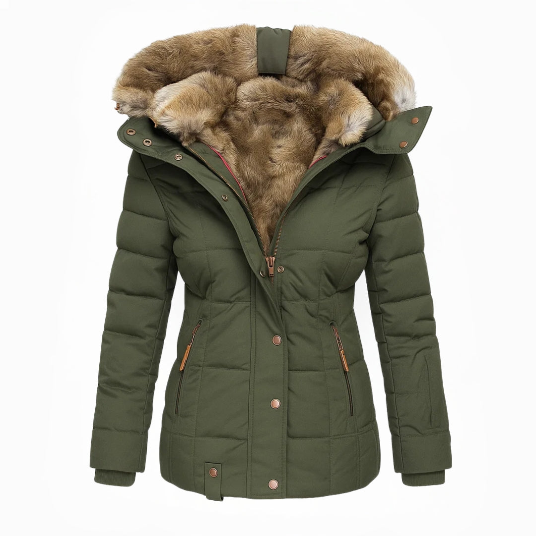 Marianne | Lange Winterjacke Damen | Überlappungsreißverschluss & Reißverschlusstaschen für Übersicht