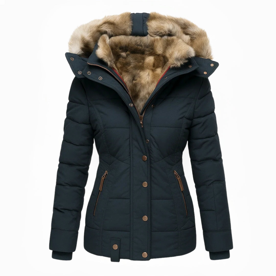 Marianne | Lange Winterjacke Damen | Überlappungsreißverschluss & Reißverschlusstaschen für Übersicht