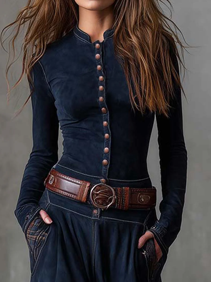 Élise | Maxikleid aus Wildleder mit Gürtel