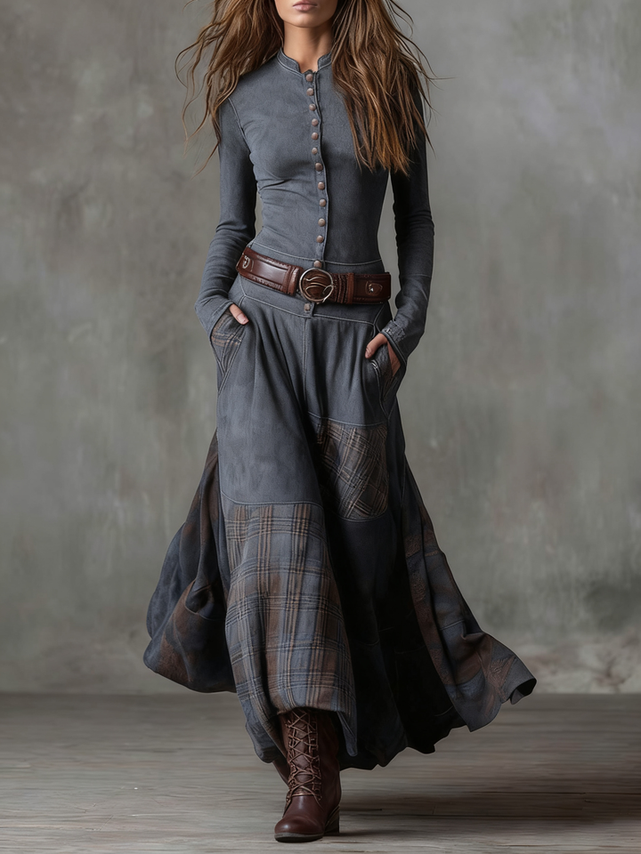 Livia – Maxikleid aus Wildleder mit Gürtel
