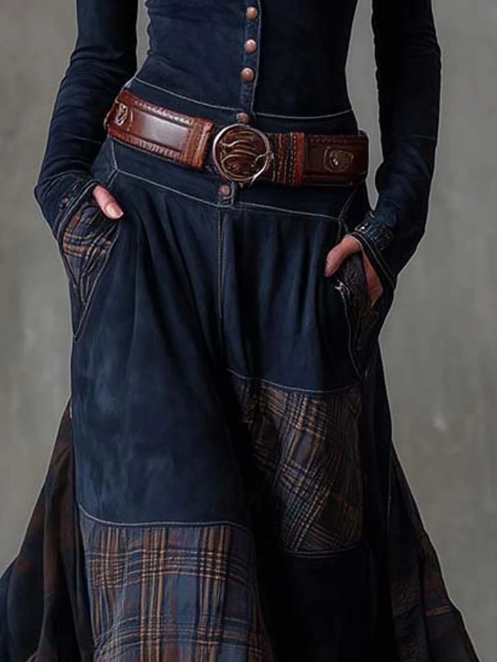 Livia – Maxikleid aus Wildleder mit Gürtel