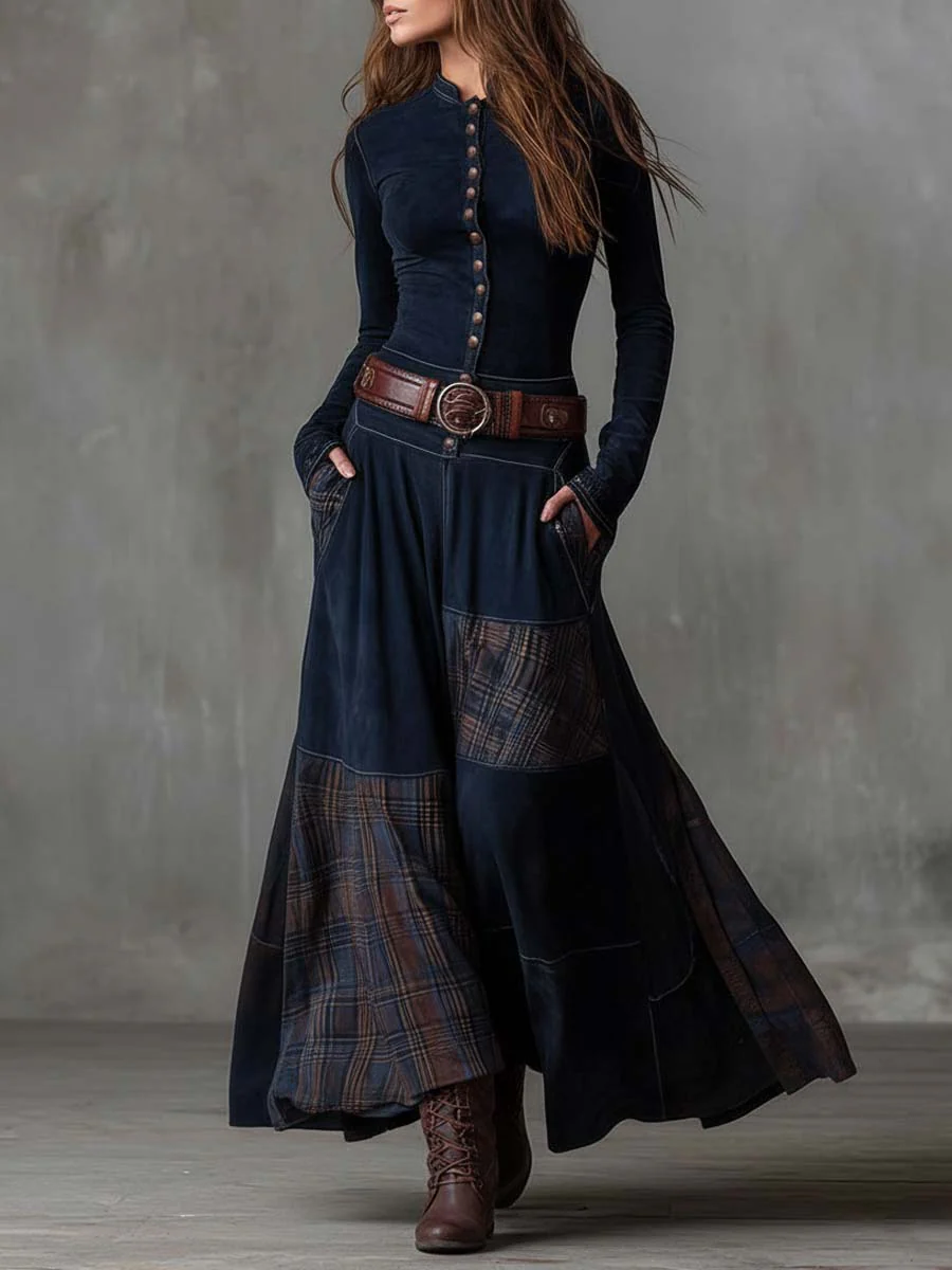 Livia – Maxikleid aus Wildleder mit Gürtel