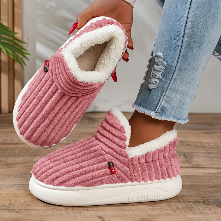 Damen Warme Pantoffeln – Weiches Sherpa-Fleece, Antirutschsohle für den Hausgebrauch