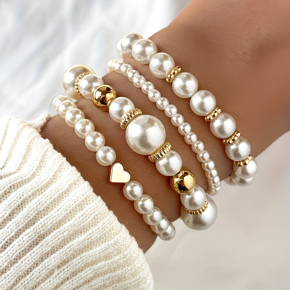 Set von Stapelbaren Perlenarmbändern in 4