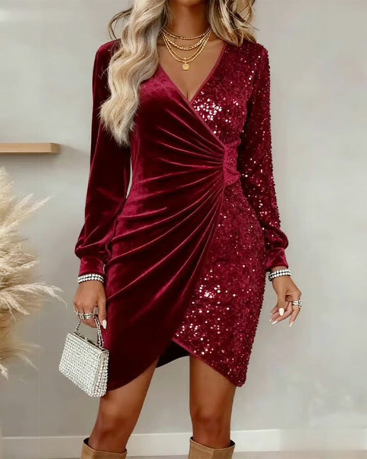 BRIAR | SCHIMMERNDE V-AUSSCHNITT MIDI-KLEID
