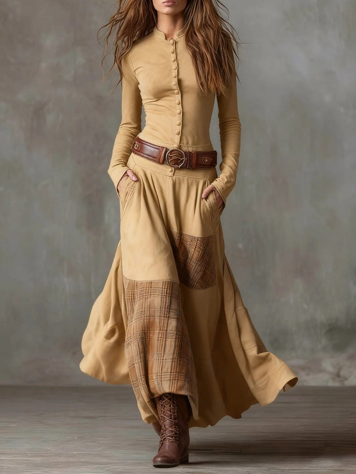 Livia – Maxikleid aus Wildleder mit Gürtel