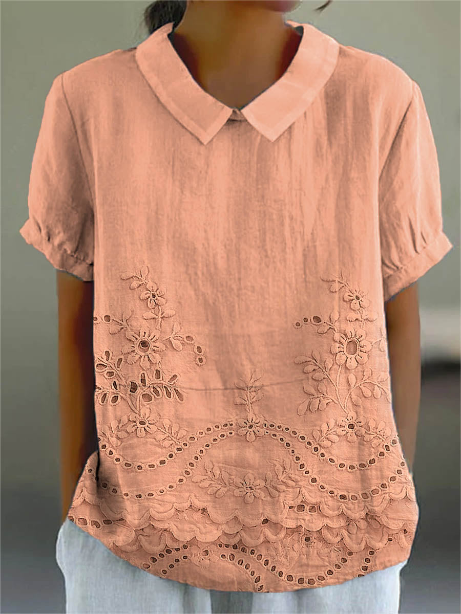 Lily | Floral Besticktes Hemd