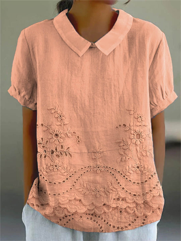Lily | Floral Besticktes Hemd