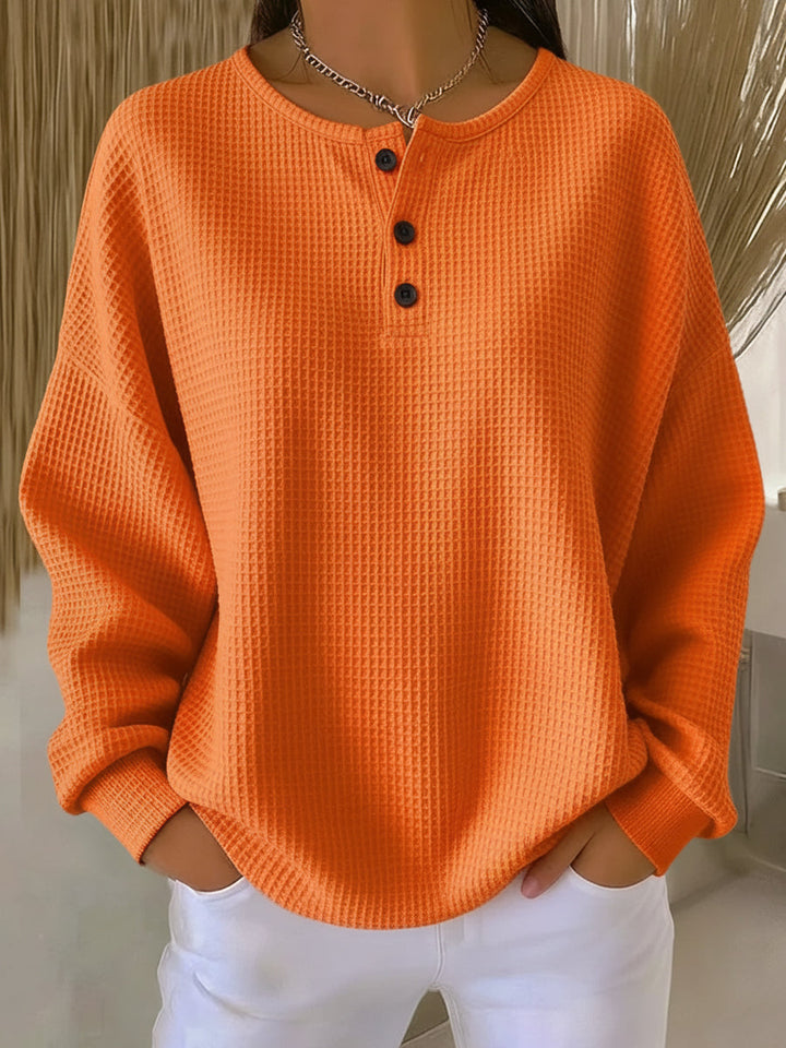 Milagros | Henley-Sweatshirt mit Waffelstruktur