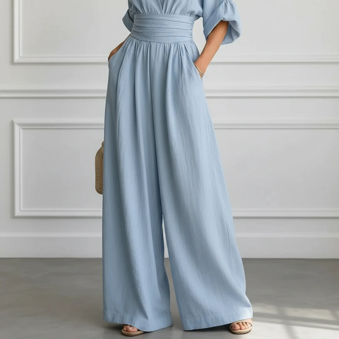 Clara | Weit geschnittener V-Ausschnitt Jumpsuit