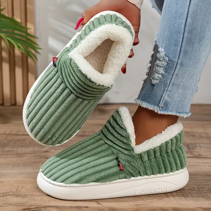 Damen Warme Pantoffeln – Weiches Sherpa-Fleece, Antirutschsohle für den Hausgebrauch