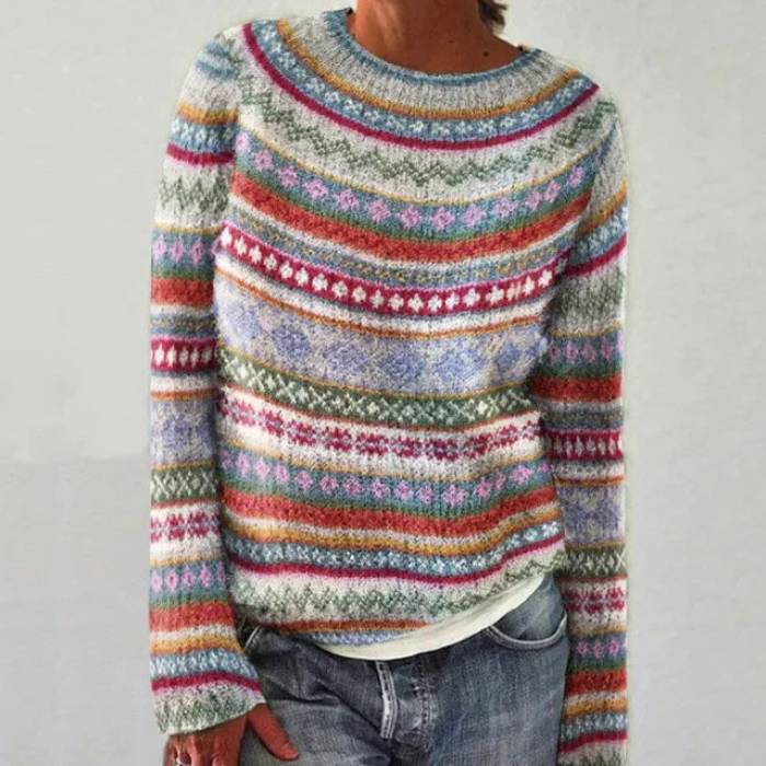Violett - Retro skandinavischer Strickpullover