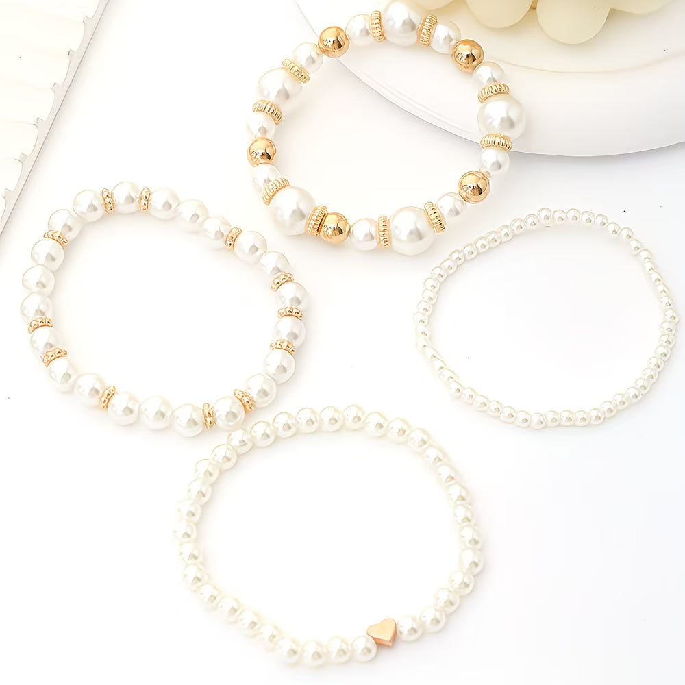 Set von Stapelbaren Perlenarmbändern in 4