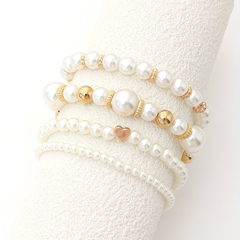 Set von Stapelbaren Perlenarmbändern in 4
