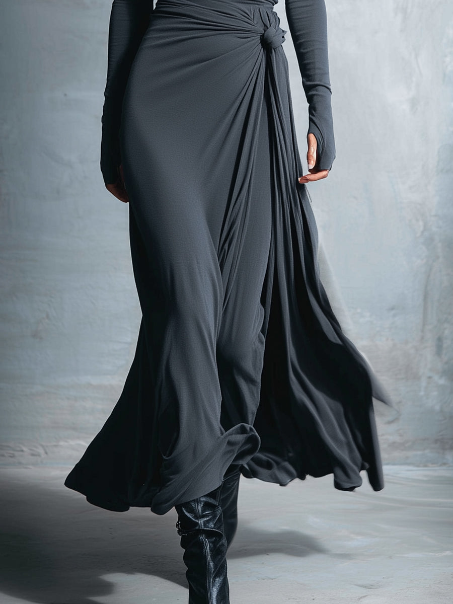 Naomie | Maxikleid mit Seidenknoten