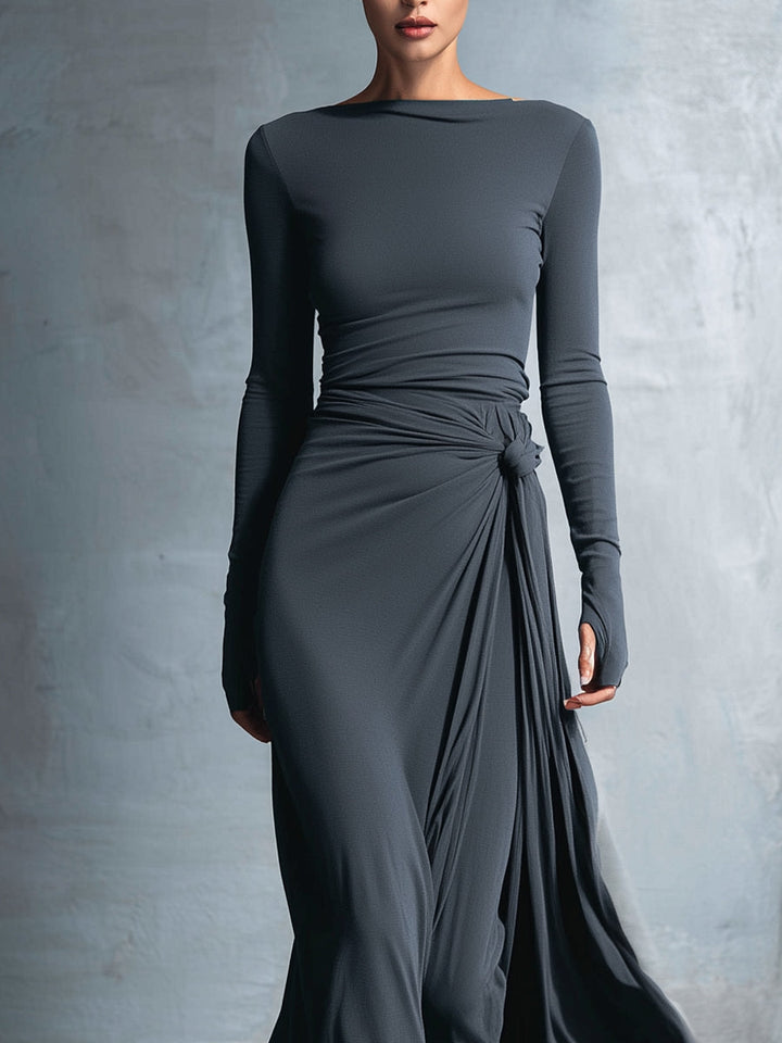 Naomie | Maxikleid mit Seidenknoten