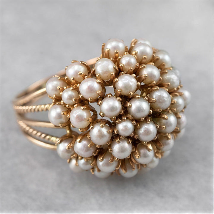 Goldring mit Intarsienperle Klassisch