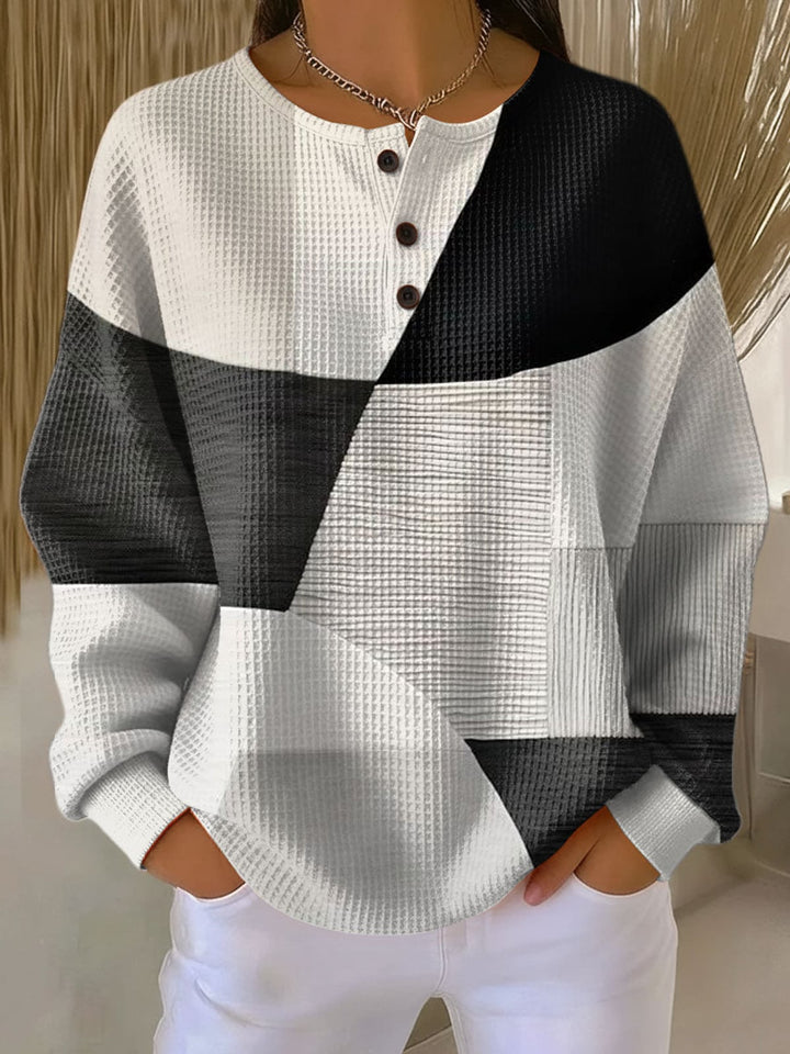 Monika I Damen Relaxed Fit Waffelpullover