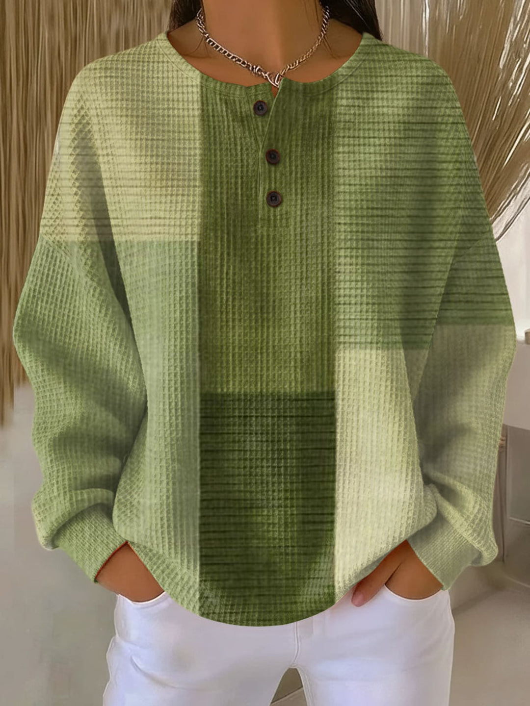 Monika I Damen Relaxed Fit Waffelpullover