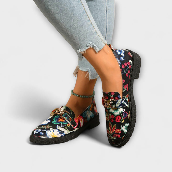 Orla – Bunte Loafers mit Blumenmuster