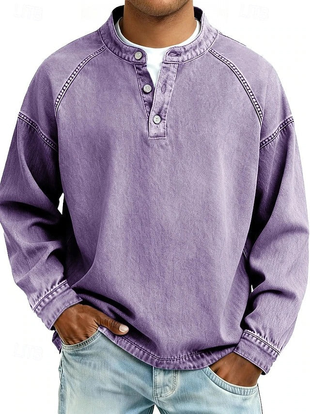 Thomas | Washed Long Sleeve Henley
