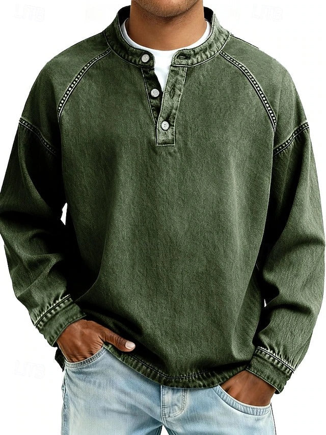 Thomas | Washed Long Sleeve Henley