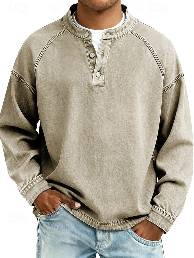 Thomas | Washed Long Sleeve Henley