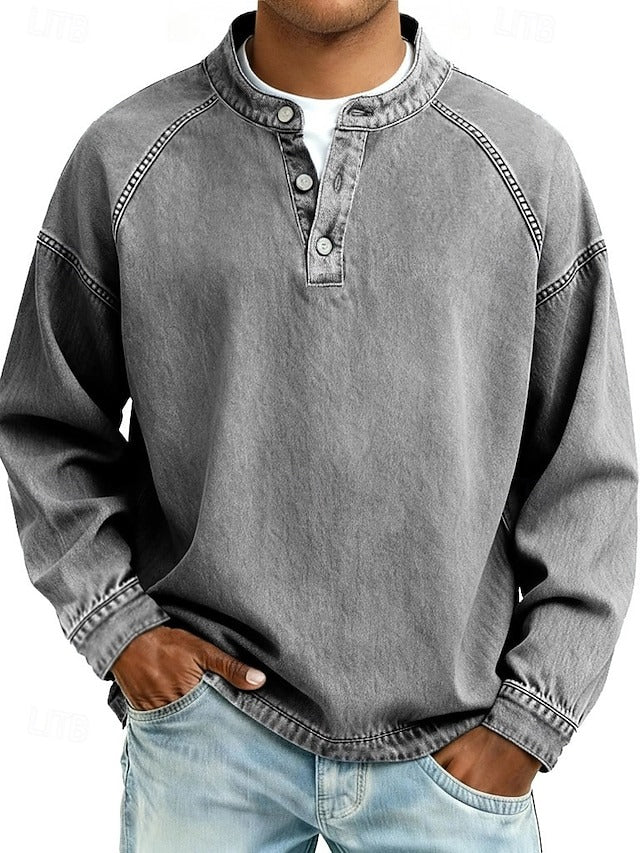 Thomas | Washed Long Sleeve Henley