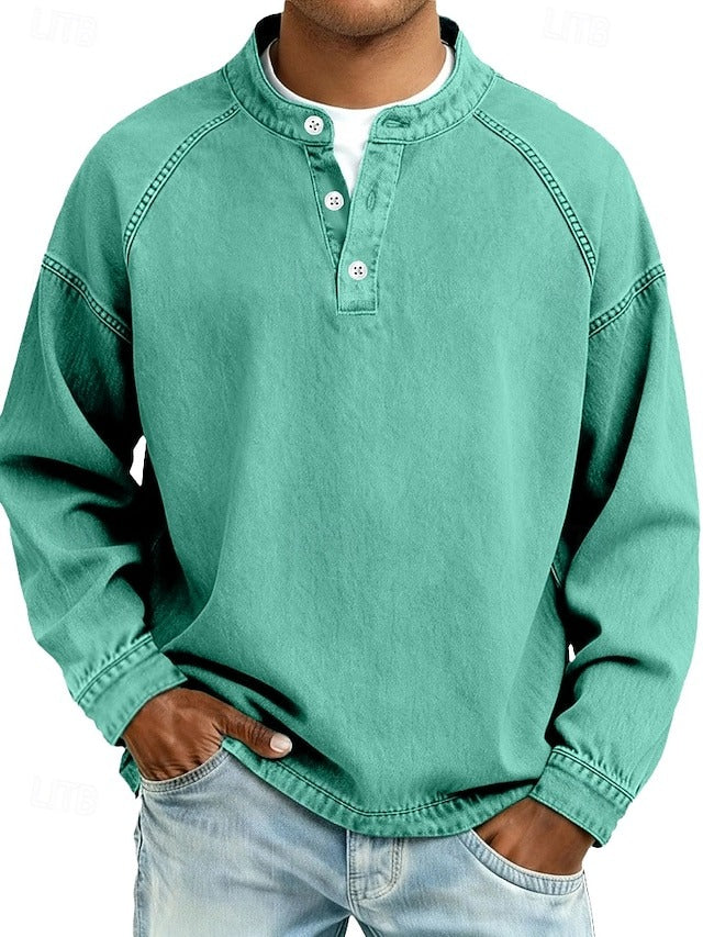 Thomas | Washed Long Sleeve Henley