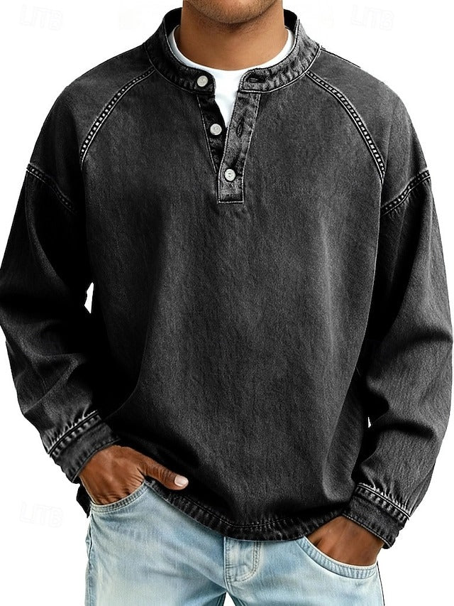Thomas | Washed Long Sleeve Henley