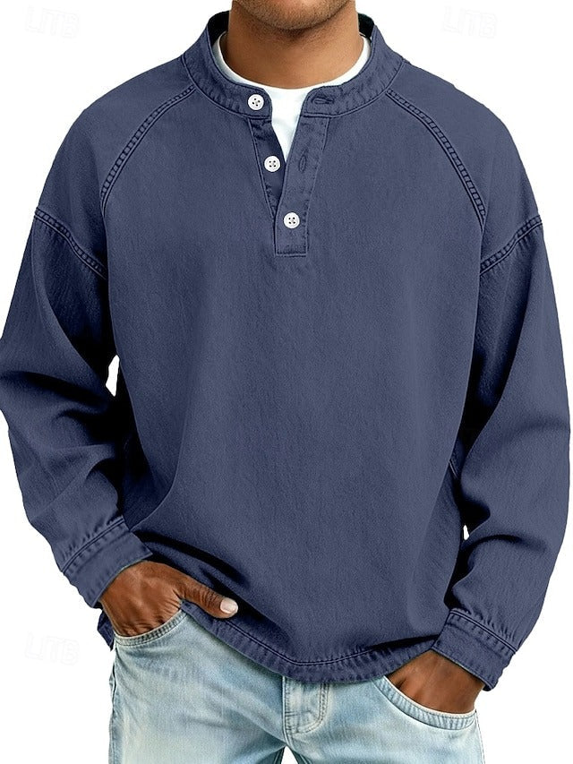 Thomas | Washed Long Sleeve Henley