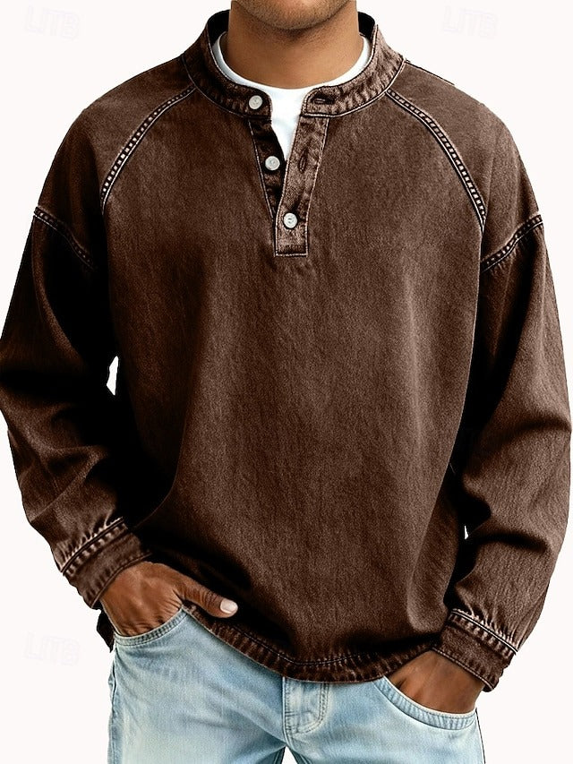 Thomas | Washed Long Sleeve Henley