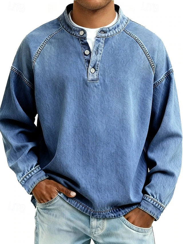Thomas | Washed Long Sleeve Henley