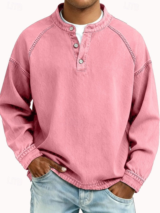 Thomas | Washed Long Sleeve Henley