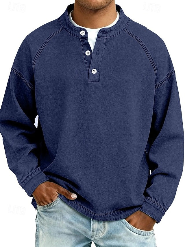 Thomas | Washed Long Sleeve Henley
