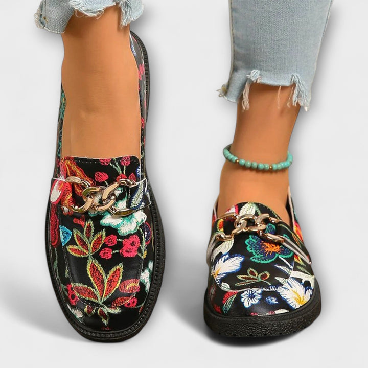 Orla – Bunte Loafers mit Blumenmuster